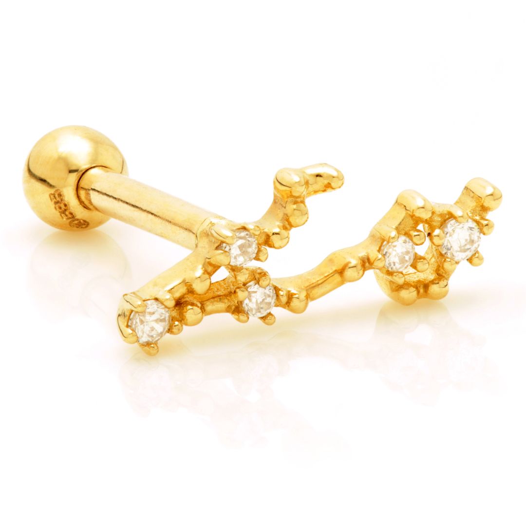 PISCES GOLD GEM CONSTELLATION MICROBAR EARRING